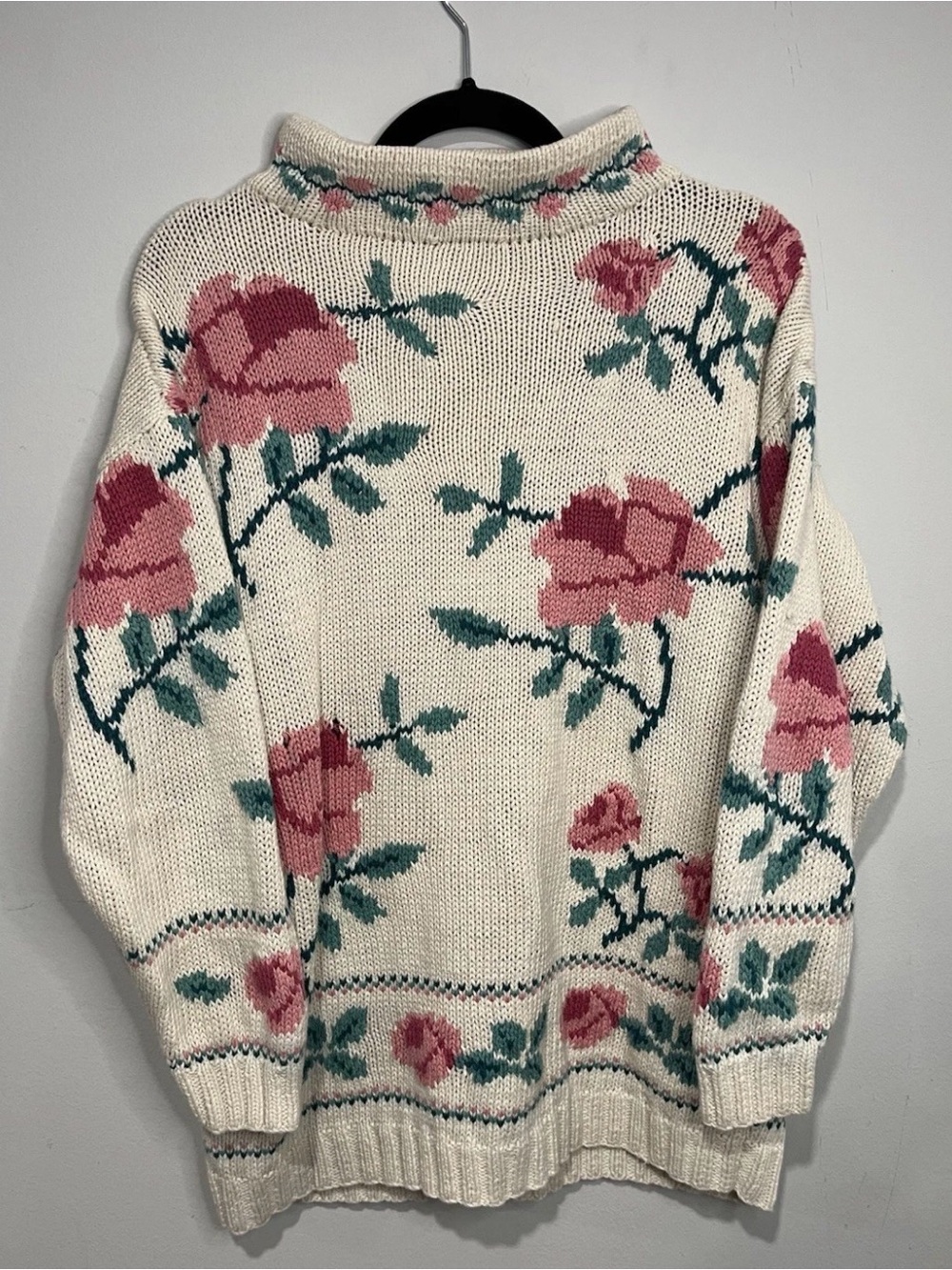Vintage 90s Express Compagnie Internationale Rose Floral Sweater Size S